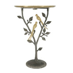Metal Dual Bird Side Table with Round Tray - Gold