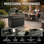 46-Inch 6-Burner Gas Outdoor Grill with LED Controls - Black