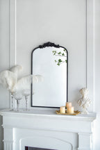 Baroque Inspired Arch Wall Mirror with Ornate Design - Gold or Black