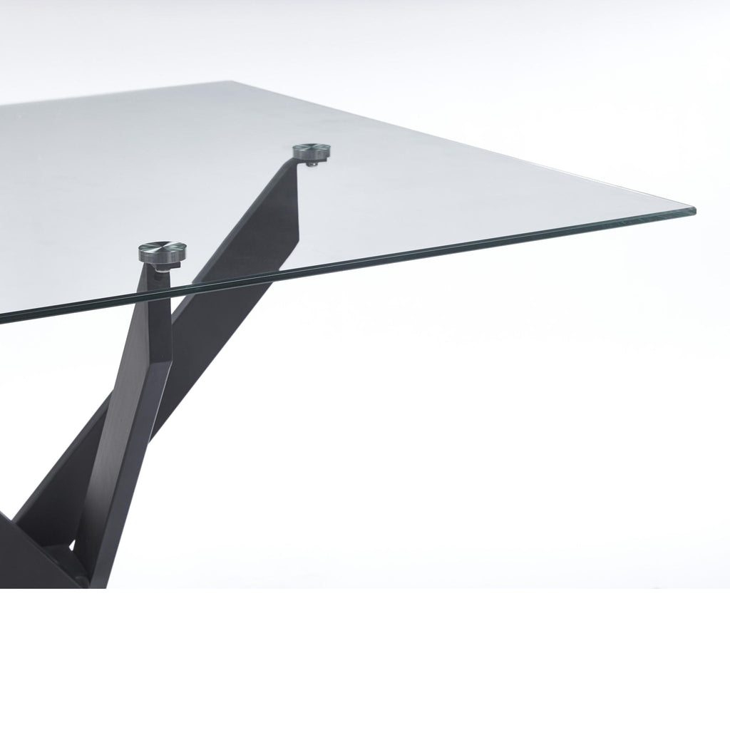 Modern Tempered Glass Dining Table with Cross Metal Legs - Multiple Colors