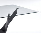 Modern Tempered Glass Dining Table with Cross Metal Legs - Multiple Colors