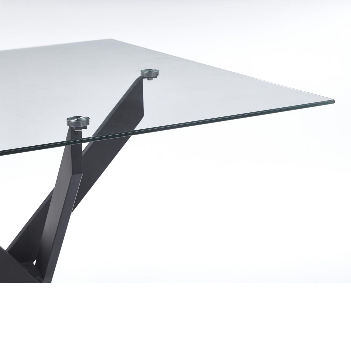 Modern Tempered Glass Dining Table with Cross Metal Legs - Multiple Colors