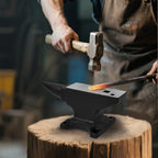 Cast Steel Single Horn Anvil with Polished Surface - Black