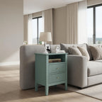 Fluted Nightstand with 2 Drawers and Soft-Close Slides - Multiple Colors