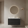 BRON 36" Bathroom Vanity with Sink - Modern Wall-Mounted Floating Cabinet, Dark Oak