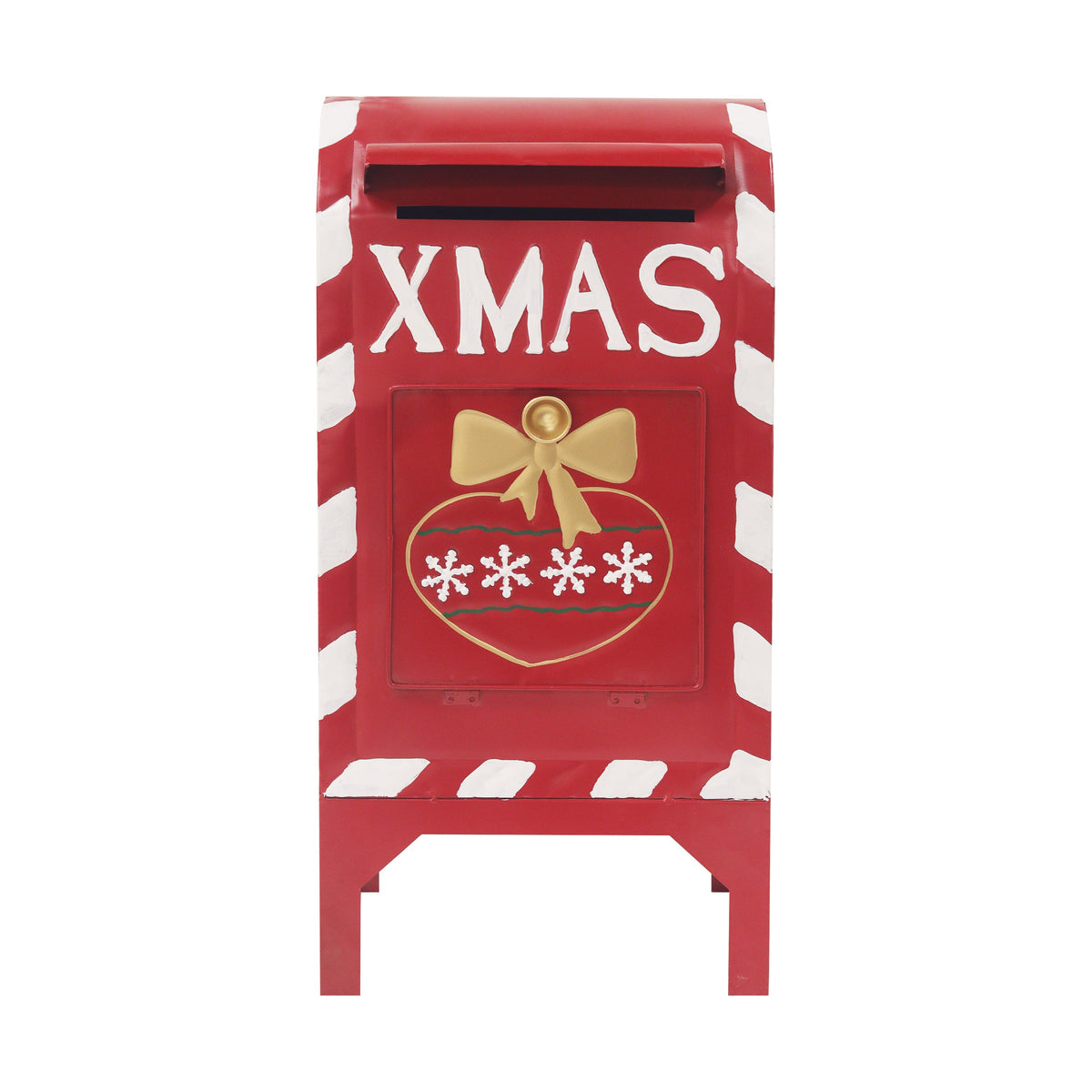 Red Iron Christmas Mailbox Decoration with Sturdy Iron Construction - Red