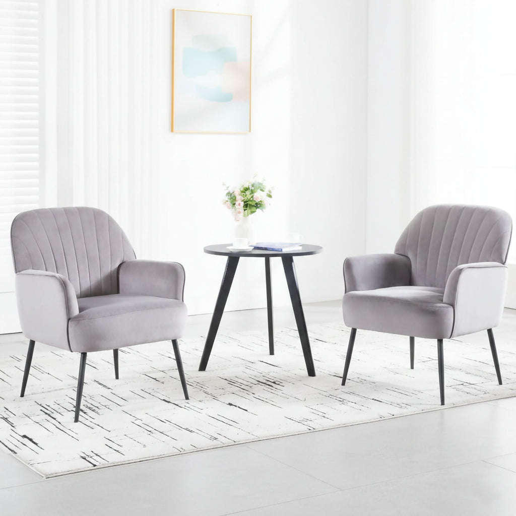 Upholstered Accent Armchair with Shell-Shaped Design - Multiple Colors