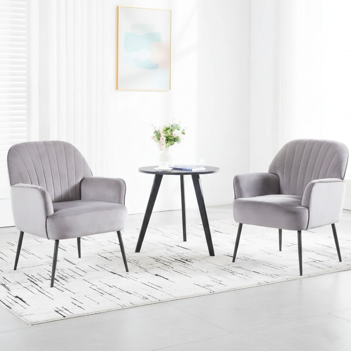 Upholstered Accent Armchair with Shell-Shaped Design - Multiple Colors