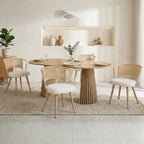 Farmhouse Style Wicker Dining Chair with Wing-Back Design - Light or Dark Brown