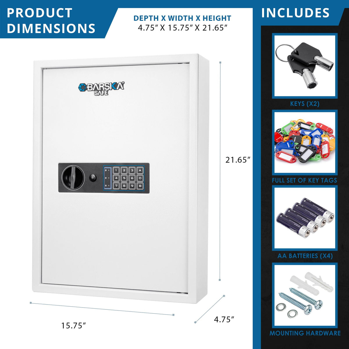 White Digital Keypad Wall Safe Key Cabinet with Secure Steel Construction