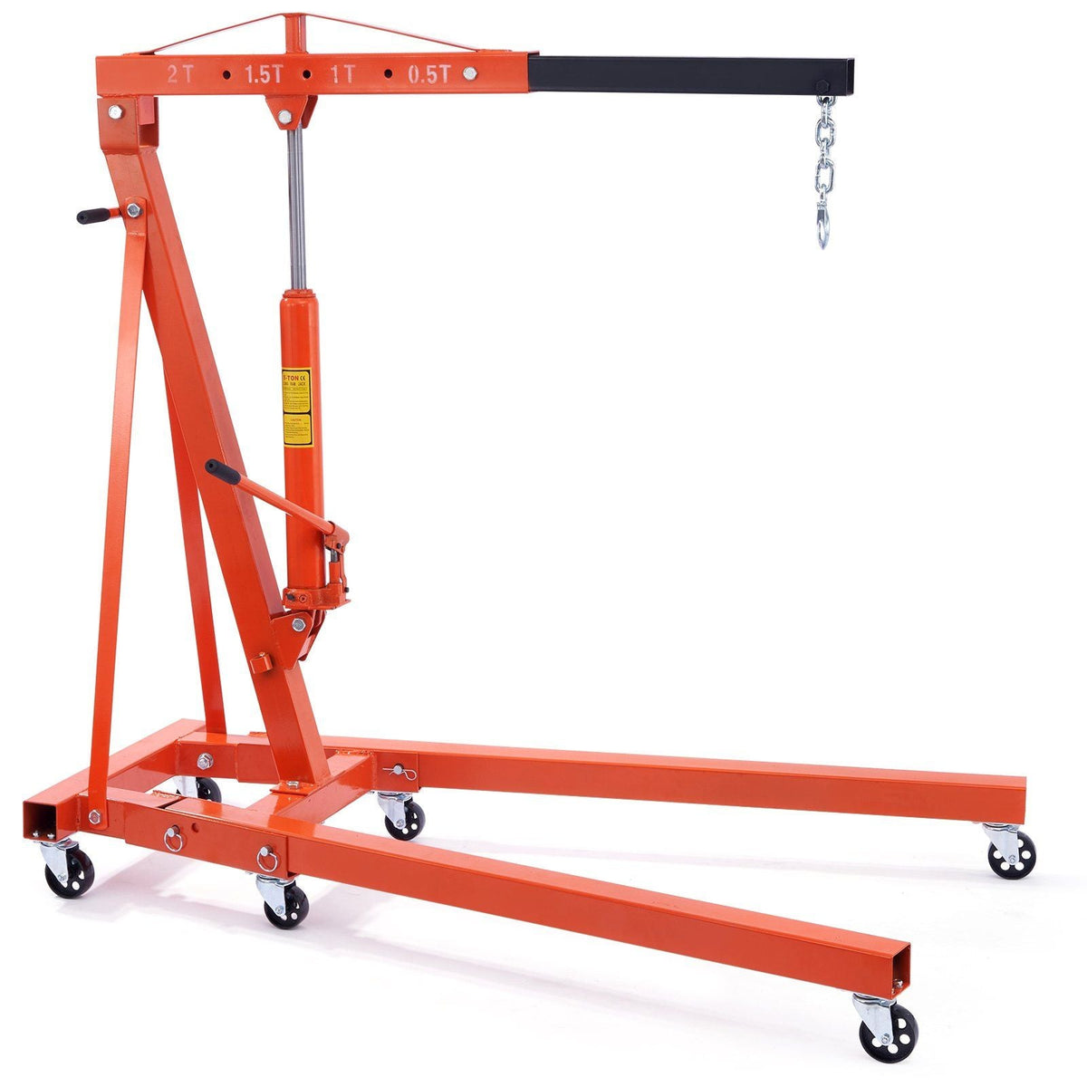 2 Ton Hydraulic Engine Hoist with Foldable Design - Orange