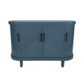 Curved Sideboard Wooden Console Table with Adjustable Shelves - Blue