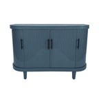 Curved Sideboard Wooden Console Table with Adjustable Shelves - Blue