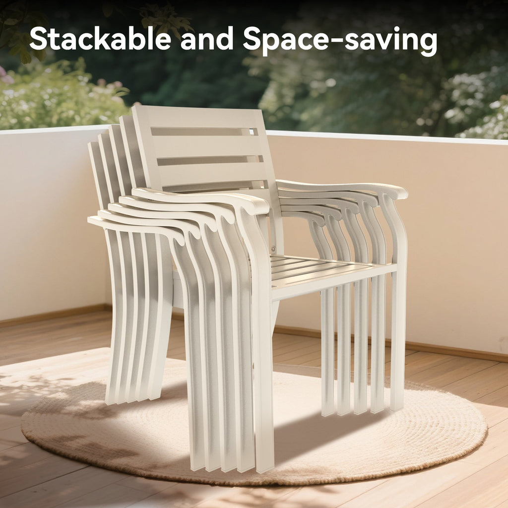 Iron Terrace Dining Chairs with Ecoating Finish - Cream Color