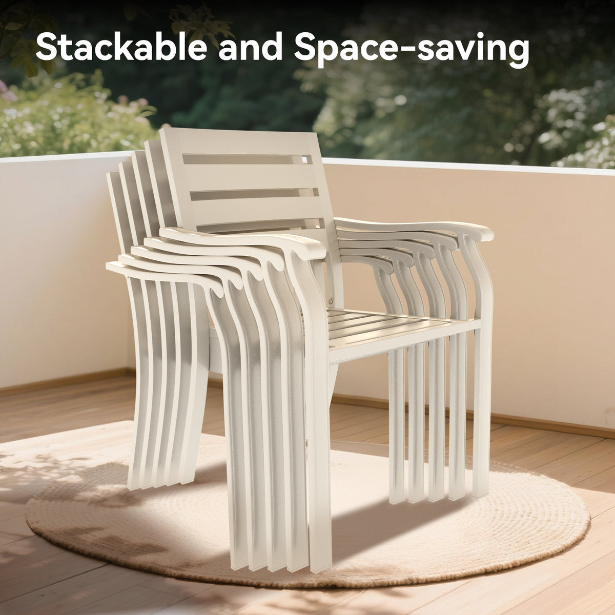Iron Terrace Dining Chairs with Ecoating Finish - Cream Color