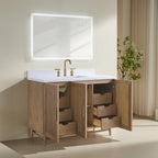 48" Freestanding Single Sink Bathroom Vanity with Solid Wood - Light Coffee