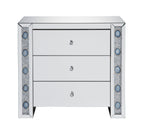 Sonia Mirrored Console Cabinet with Faux Agate Panels - Silver