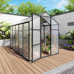 Windproof Greenhouse with Raised Base - Polycarbonate Panels - Black