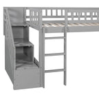 Loft Stairway Bed with Drawers and Convertible Ladder - Twin