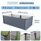 Large Galvanized Steel Garden Bed with Open-Bottom Drainage - Dark Gray