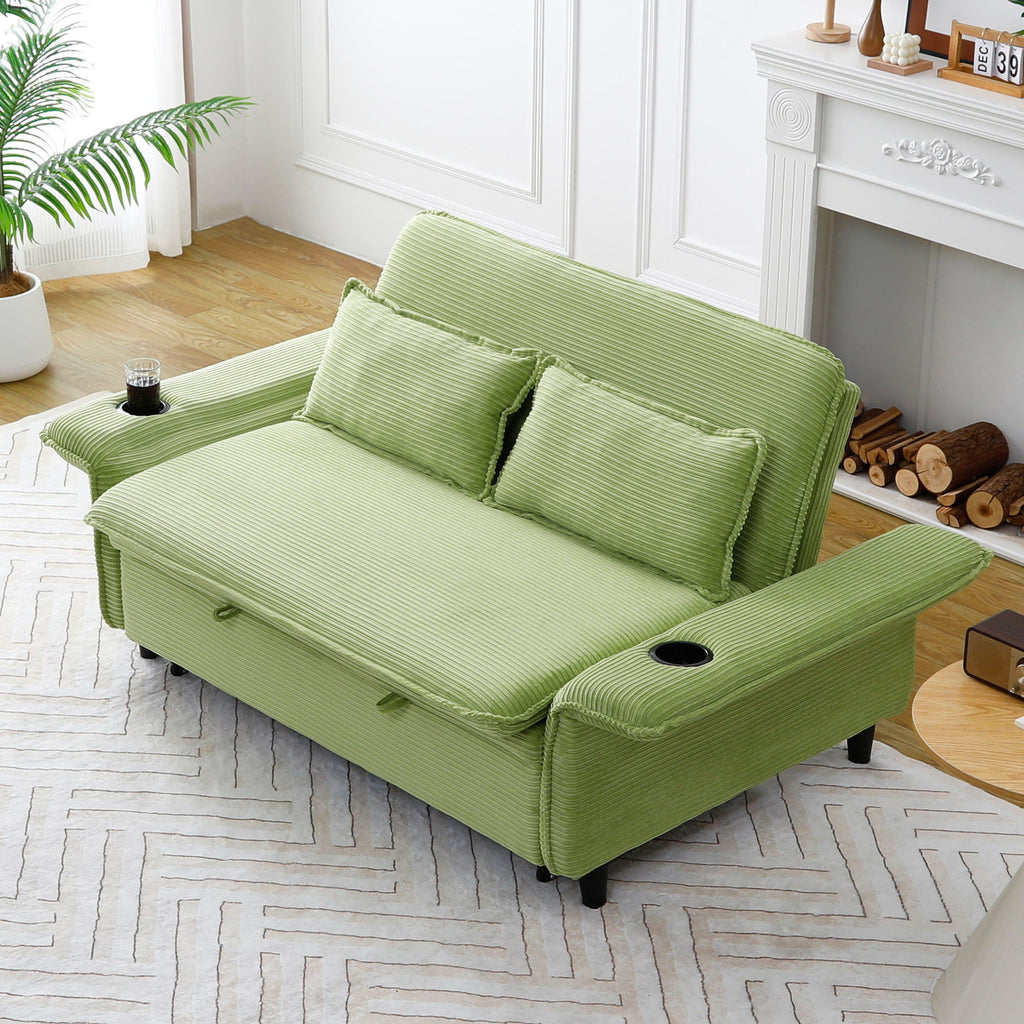 Modern Fabric Sofa Bed with Adjustable Armrests and Backrests - Multiple Colors