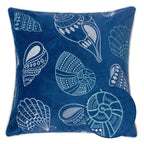 Seashells Pillow Cover with Hidden Zipper - Blue or Light Blue