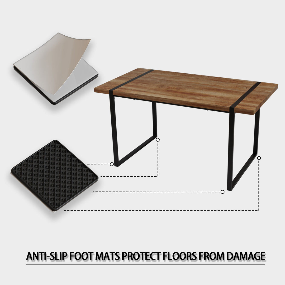 Rectangular Wood Dining Table with Metal Legs - 4 to 6 Person Capacity