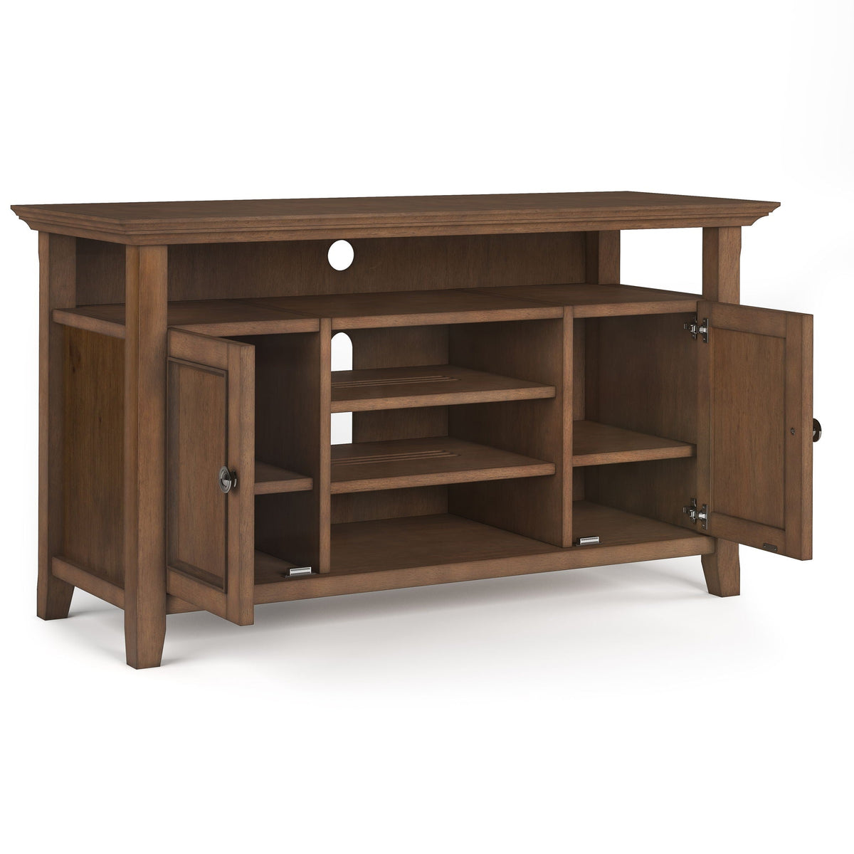 Rustic Natural Aged Brown TV Media Stand with Adjustable Shelves - Dark Brown