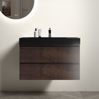 Alice Wall-Mounted Bathroom Vanity with Integrated Sink - Black or White