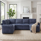 Convertible U-Shaped Sectional Sofa Bed with USB Ports and Storage – Black, Dark Gray, Blue