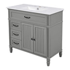 Bathroom Vanity With Sink and Drawers - Freestanding Solid Wood Cabinet