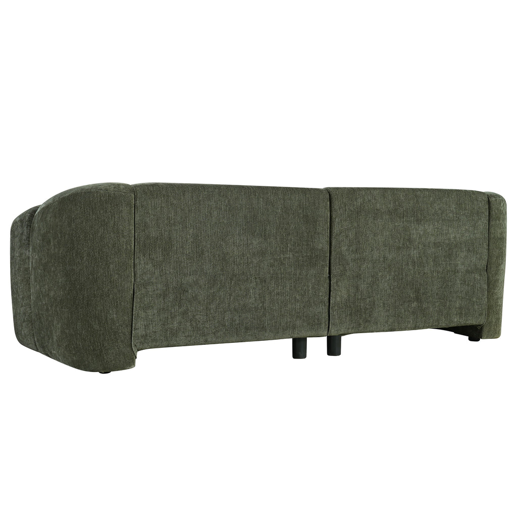 Modern Minimalist Curved Block Sofa with Wood Accents - Cream Boucle
