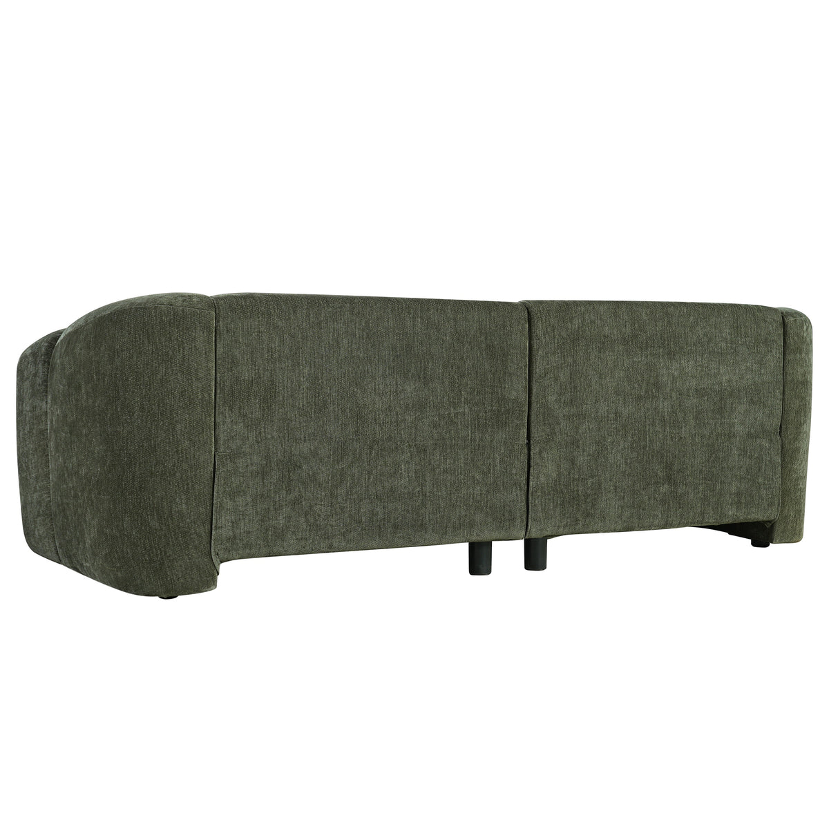 Modern Minimalist Curved Block Sofa with Wood Accents - Cream Boucle