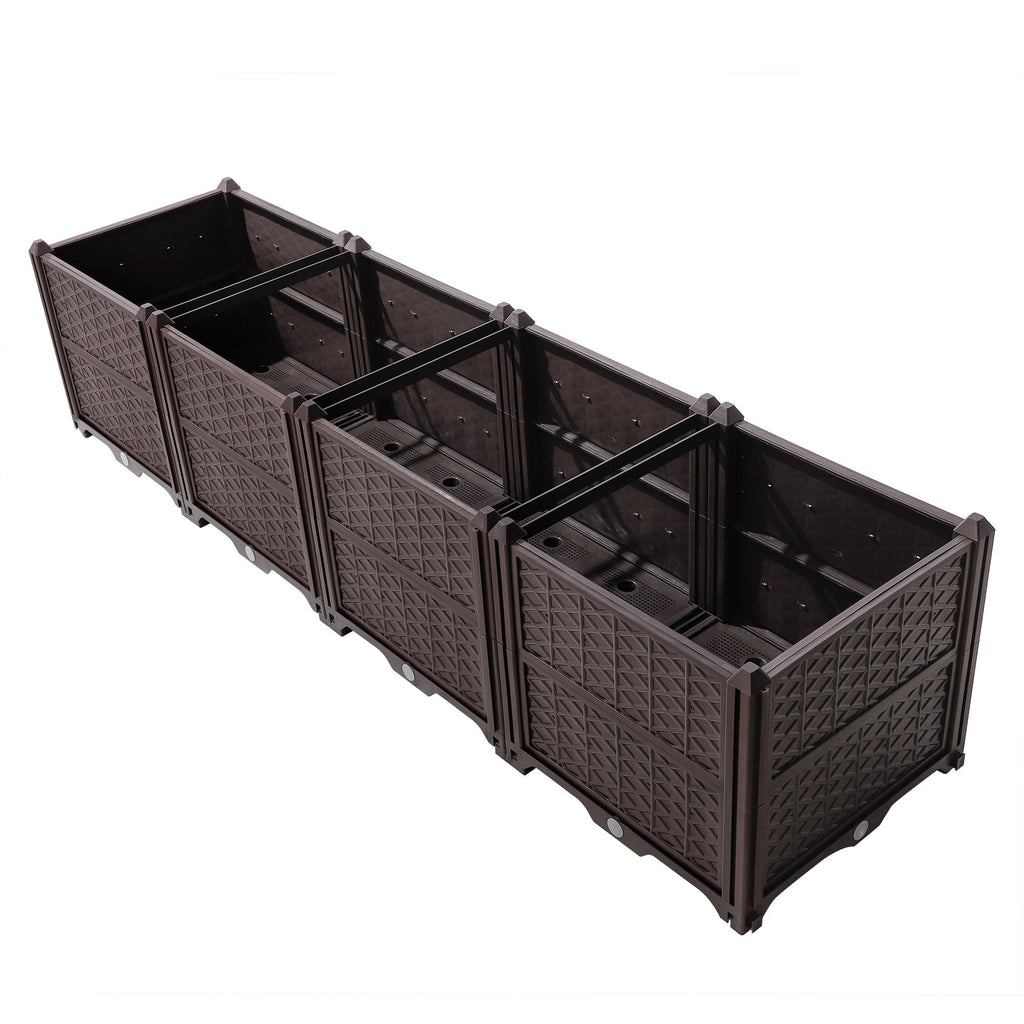 Rectangular Plastic Planting Box Kit with Water Barrier - Coffee