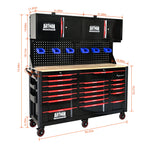 Heavy Duty Tool Cart with 19 Drawers and Locking System - Black/Red