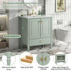 Freestanding Vanity with Drawer & Soft Close Doors - Green or White
