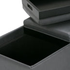 Avalon Upholstered Storage Ottoman with Flip-Over Serving Trays - Multiple Colors
