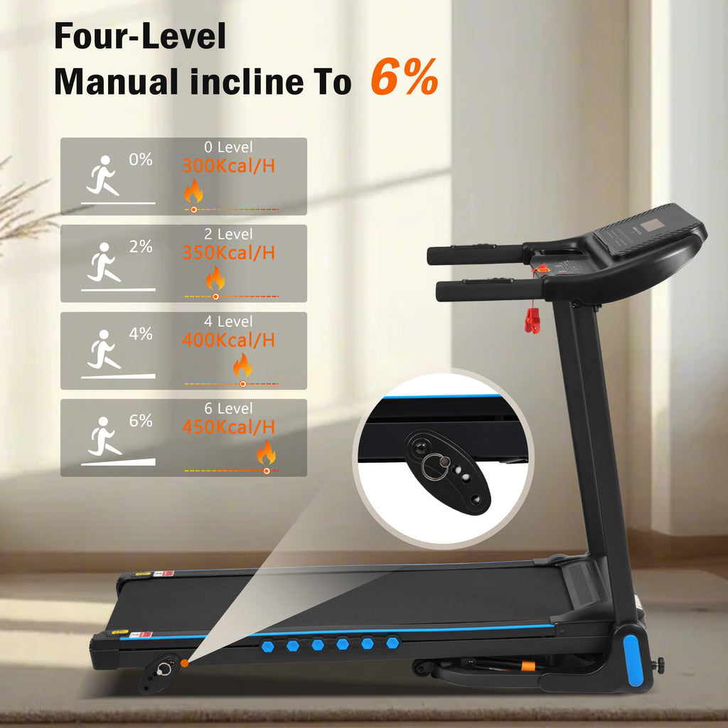 Incline Treadmill for Running & Walking with Hydraulic Folding - Black