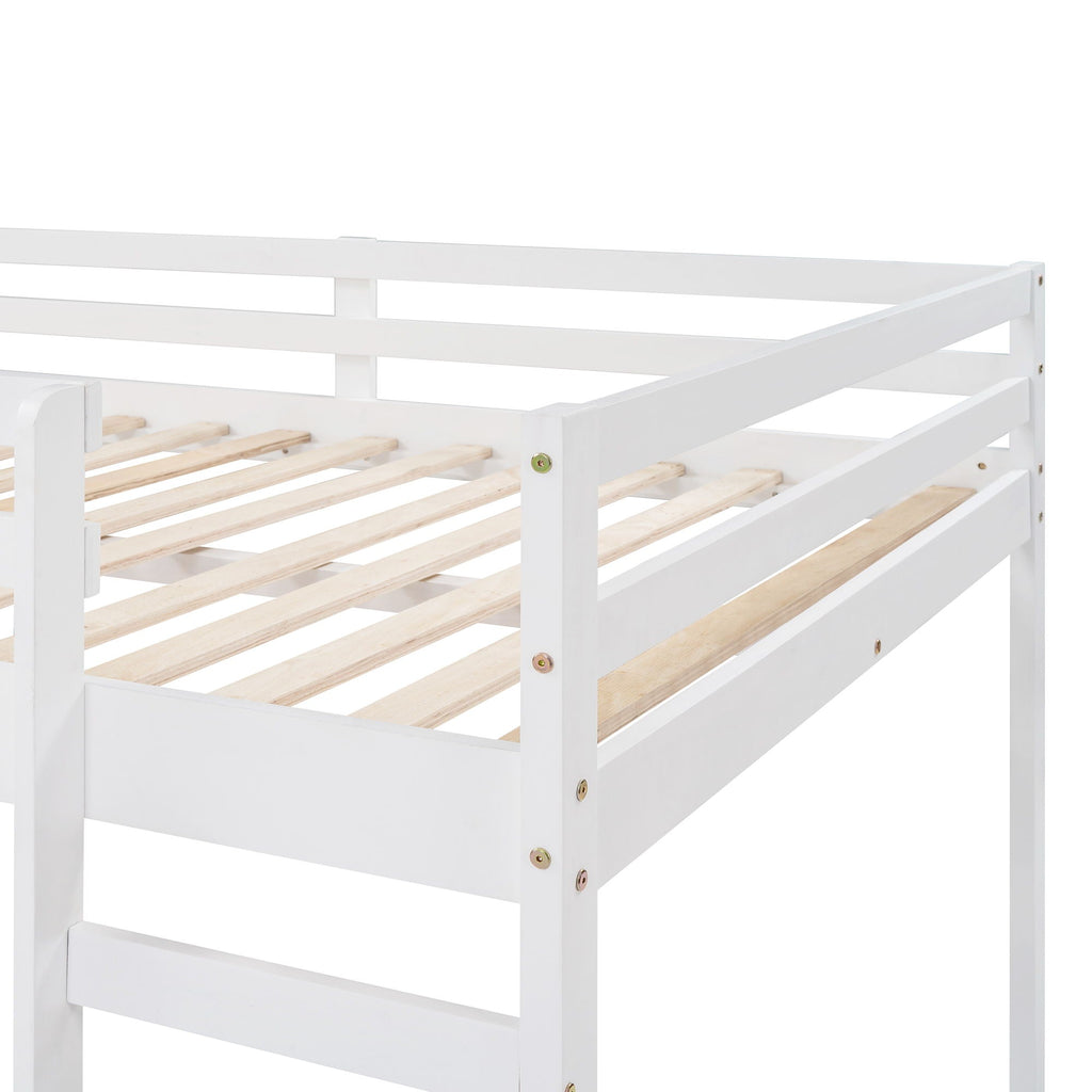White Full Loft Bed with Slide - Multifunctional Design
