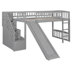 Loft Stairway Bed with Drawers and Convertible Ladder - Twin