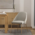 Upholstered Dining Chair with High-Density Foam - Beige, Gray, or White