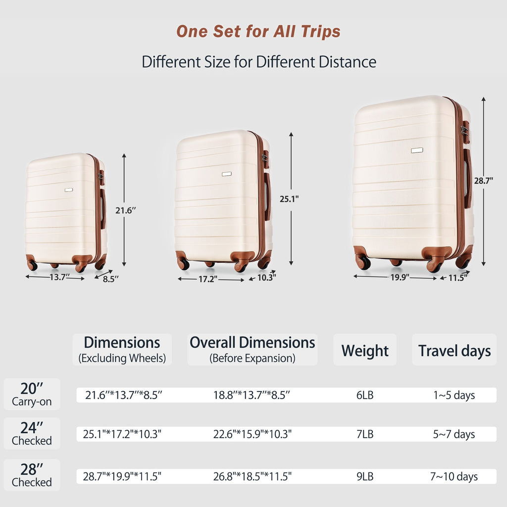 Premium ABS Hardshell Hard Case Luggage Set with Lightweight Durability - Default Title