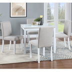 Dining Table Set with Crystal Decoration and Upholstered Chairs - Gray or White