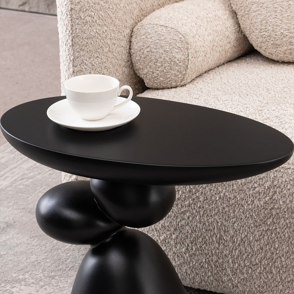 Lucky Stone Shaped Table with Sculptural Base – White, Black, or Gray