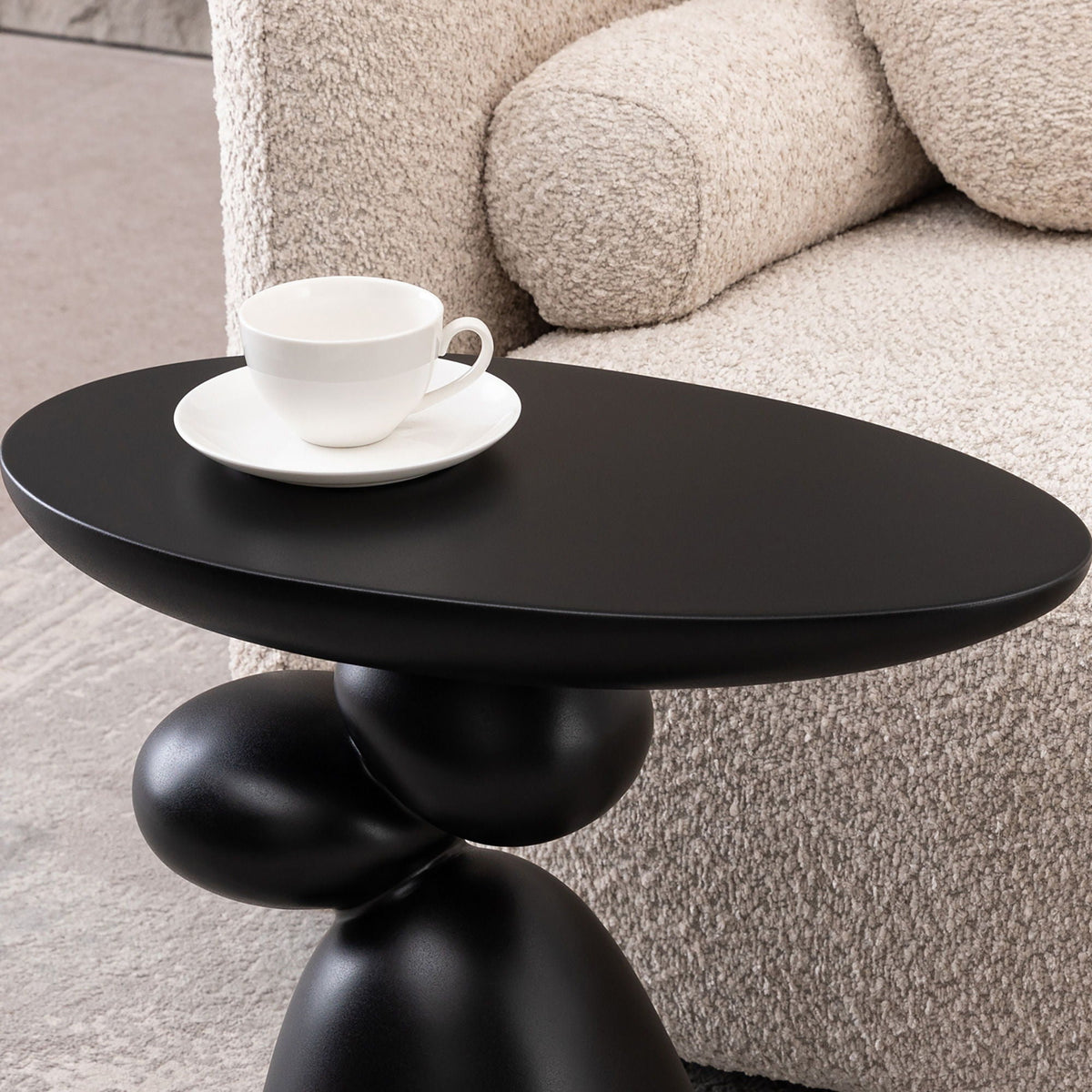 Lucky Stone Shaped Table with Sculptural Base – White, Black, or Gray