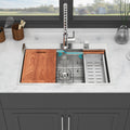 33" Drop In Kitchen Sink with Noise Reduction - Brushed Nickel