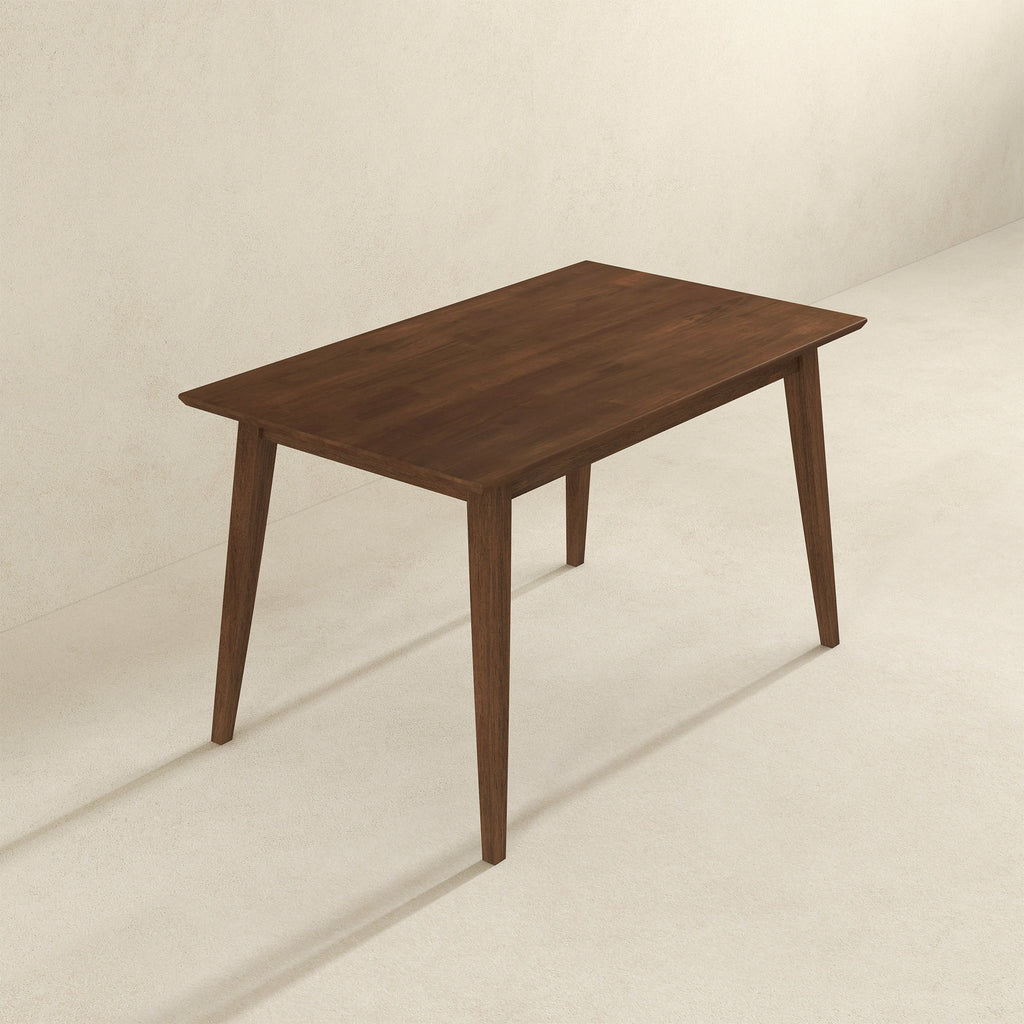 Rectangular Modern Dining Table with Solid Wood Construction – Dark Brown or White