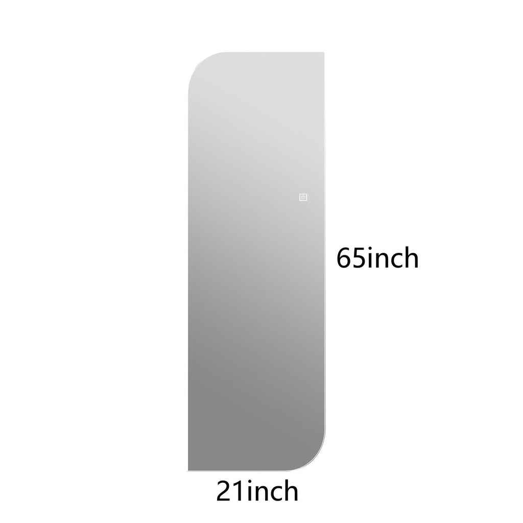 Irregular Shape LED Full Length Wall Mirror with 3 Color Dimmable Lighting - Silver