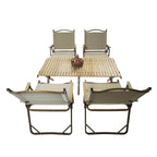 Natural 5 Piece Outdoor Dining Set with Foldable Table & Chairs