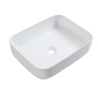 Modern Rectangular Vessel Bathroom Sink with Stain Resistant Ceramic - White